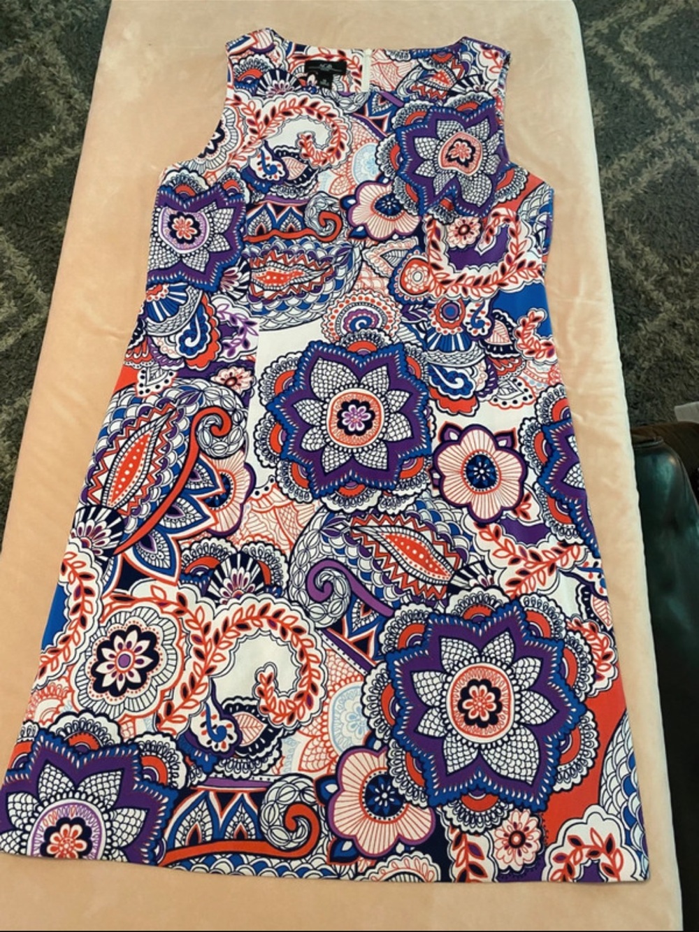 AGB Sleeveless Paisley Floral Mini Dress - Blue, Purple, Red, White
